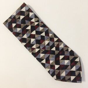 Chez Roffe New York Neck Tie 100% Silk Burgundy White Grey Navy Tan Geometric
